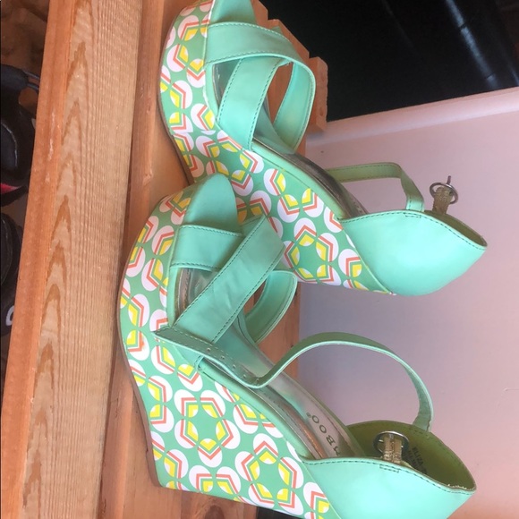 Teal spring wedge sandals - Picture 2 of 3